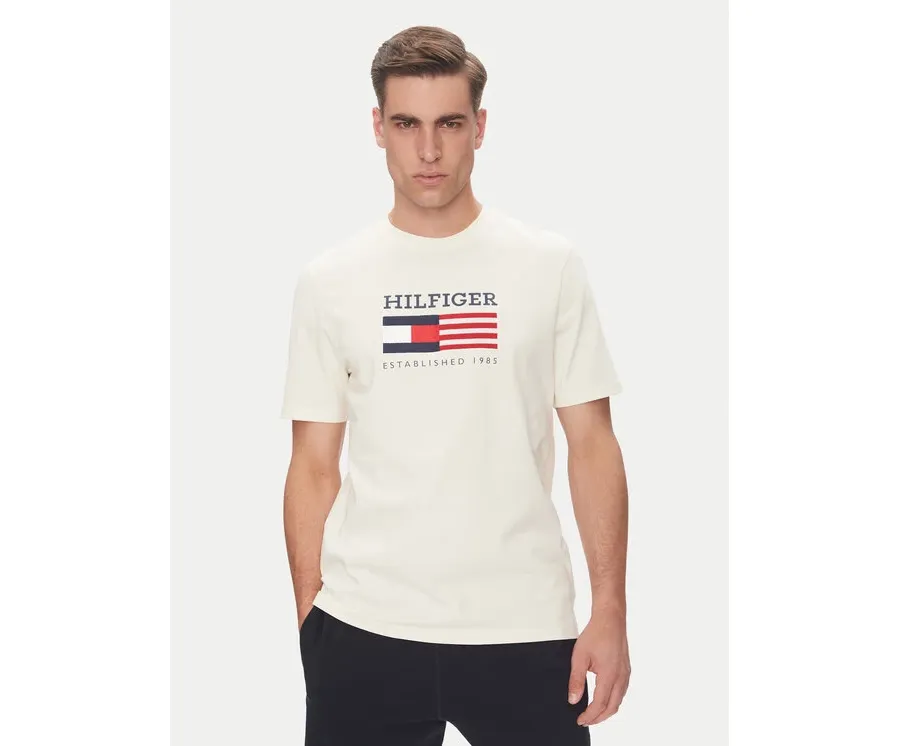 obrazek 1 Tommy Hilfiger T-Shirt American Monotype MW0MW39843 Écru Regular Fit