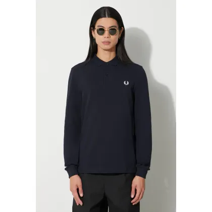 Zdjęcie Fred Perry longsleeve bawełniany kolor granatowy z aplikacją M6006.608