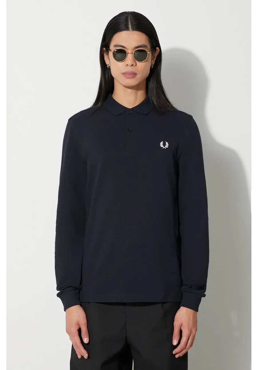 obrazek 1 Fred Perry longsleeve bawełniany kolor granatowy z aplikacją M6006.608