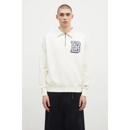 Zdjęcie Billionaire Boys Club bluza bawełniana College Quarter Zip męska kolor beżowy z nadrukiem B24343