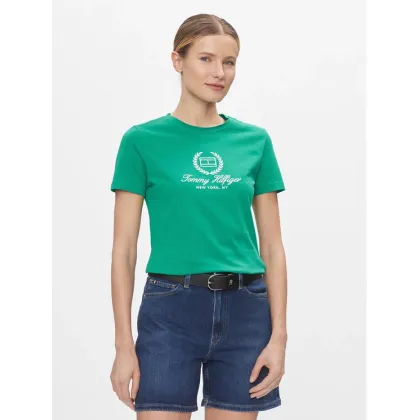 Zdjęcie Tommy Hilfiger T-Shirt Flag Script WW0WW41761 Zielony Slim Fit