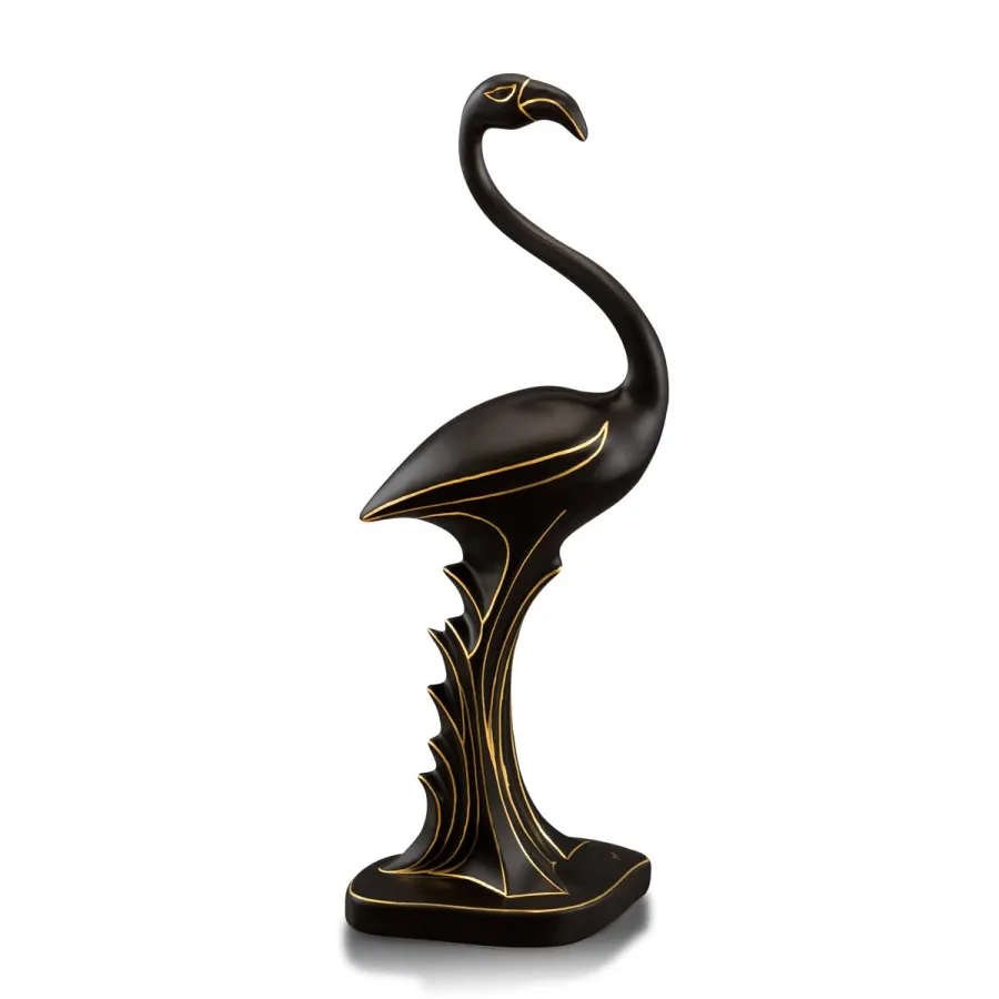 obrazek 1 Ceramiczna czarno złota figurka flaminga – Ahura