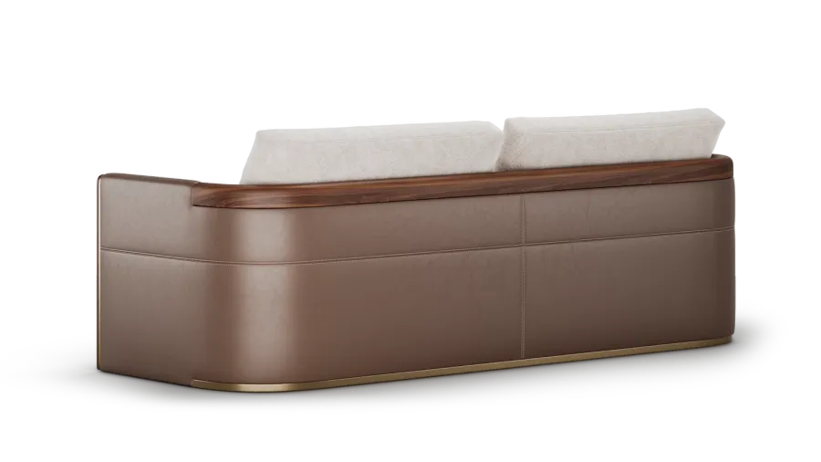 obrazek 4 Ekskluzywna tapicerowana sofa z drewnianą konstrukcją i metalowymi detalami