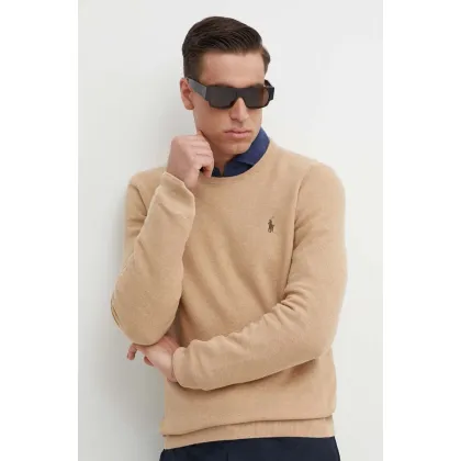 Zdjęcie Polo Ralph Lauren sweter bawełniany kolor brązowy lekki