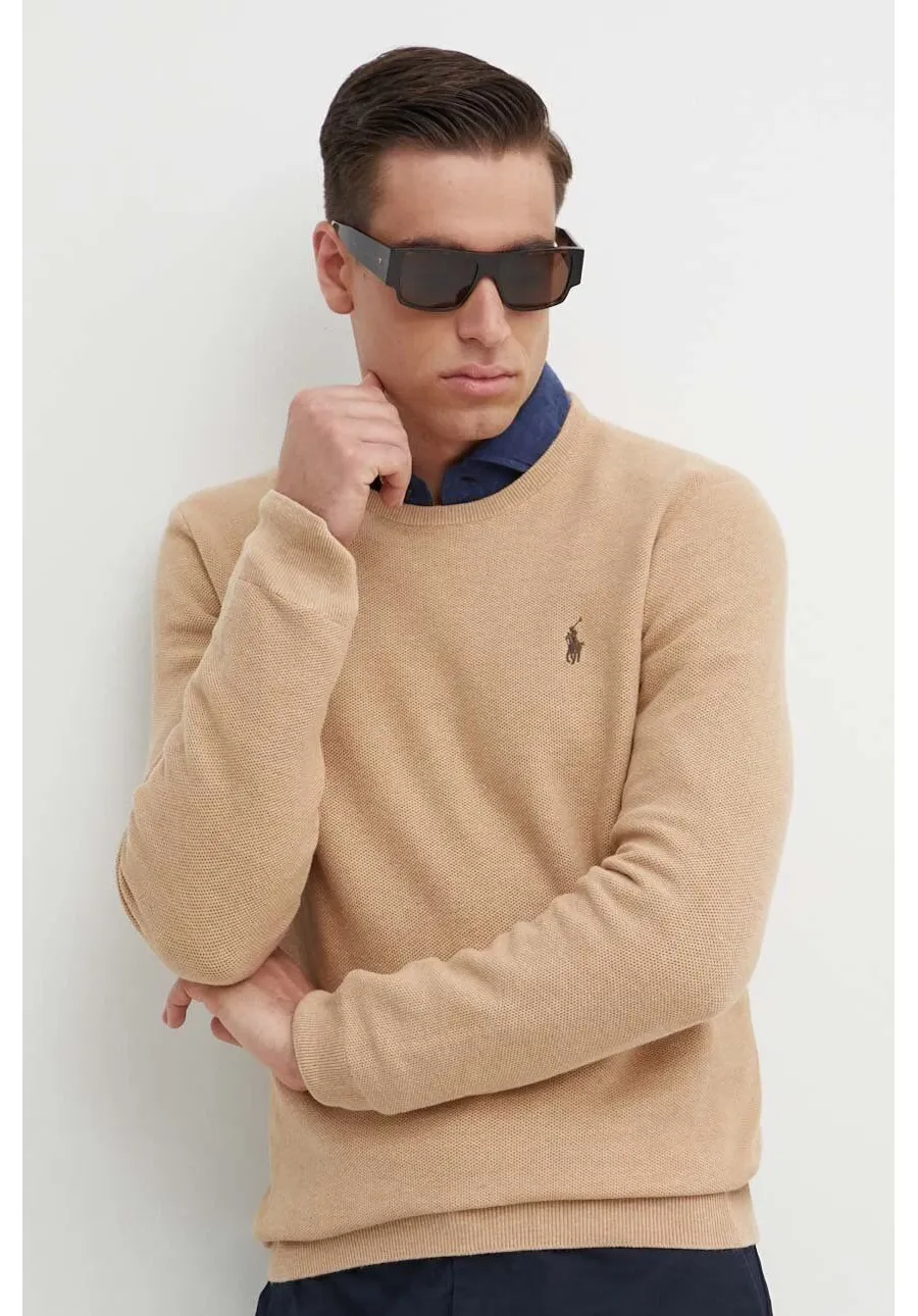 obrazek 1 Polo Ralph Lauren sweter bawełniany kolor brązowy lekki