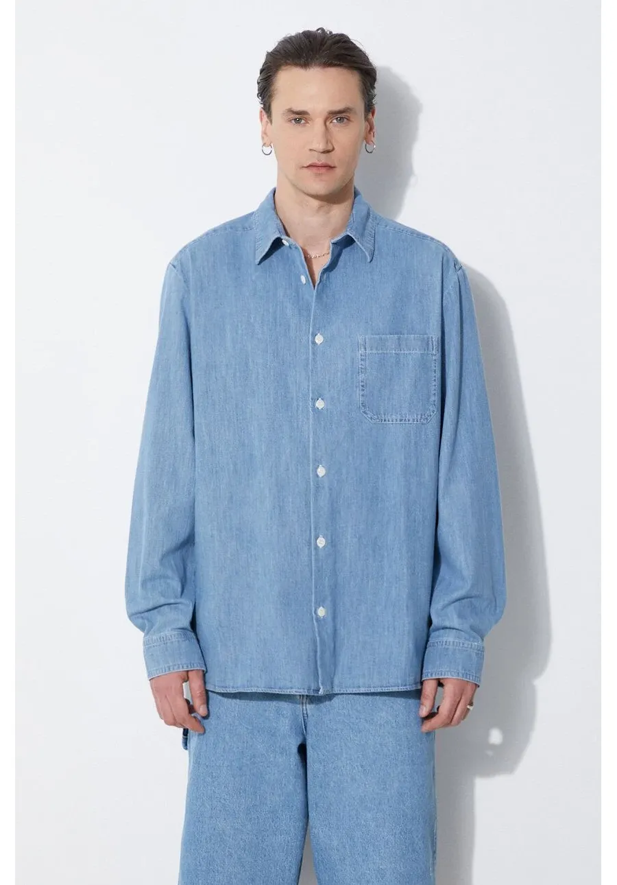 obrazek 1 A.P.C. koszula jeansowa chemise math męska kolor niebieski relaxed z kołnierzykiem klasycznym COGXX-H12584