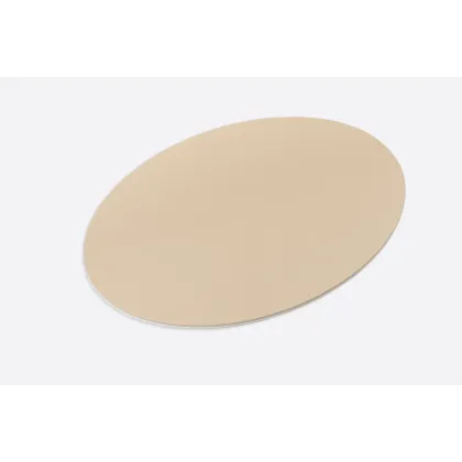 Picture Luxurious oval double-sided placemat made of natural leather in cappuccino beige and white - for the office