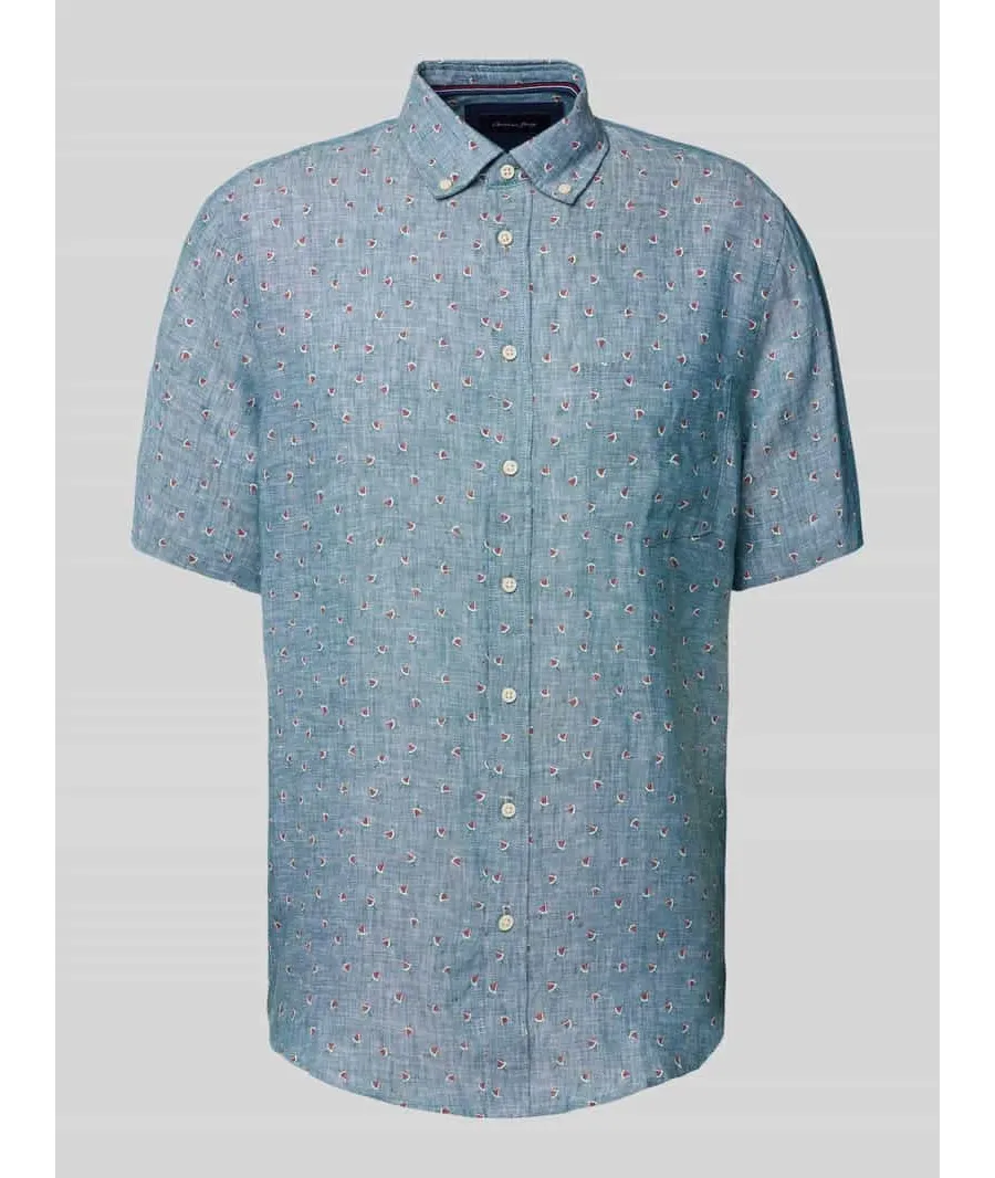 obrazek 1 Koszula casualowa o kroju regular fit z lnu z kołnierzykiem typu button down