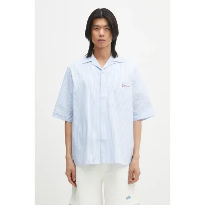 Zdjęcie Fiorucci koszula bawełniana Striped Logo Bowling męska kolor niebieski relaxed z kołnierzykiem klasycznym M02SPTSS295CO01BL02