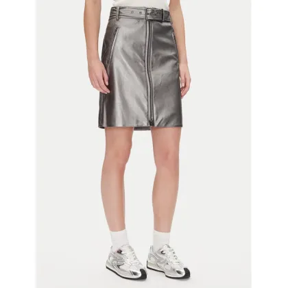 Zdjęcie DKNY Spódnica z imitacji skóry P4JN6XIM Srebrny Regular Fit