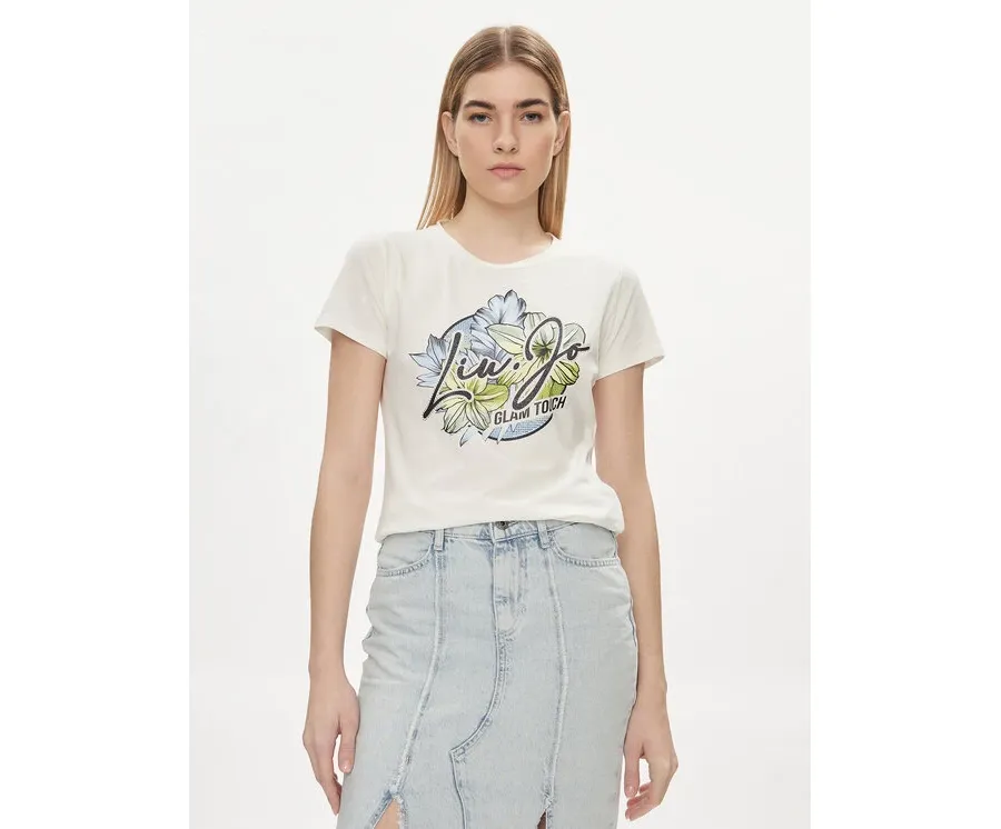 obrazek 1 Liu Jo Sport T-Shirt TA4202 JS003 Écru Regular Fit