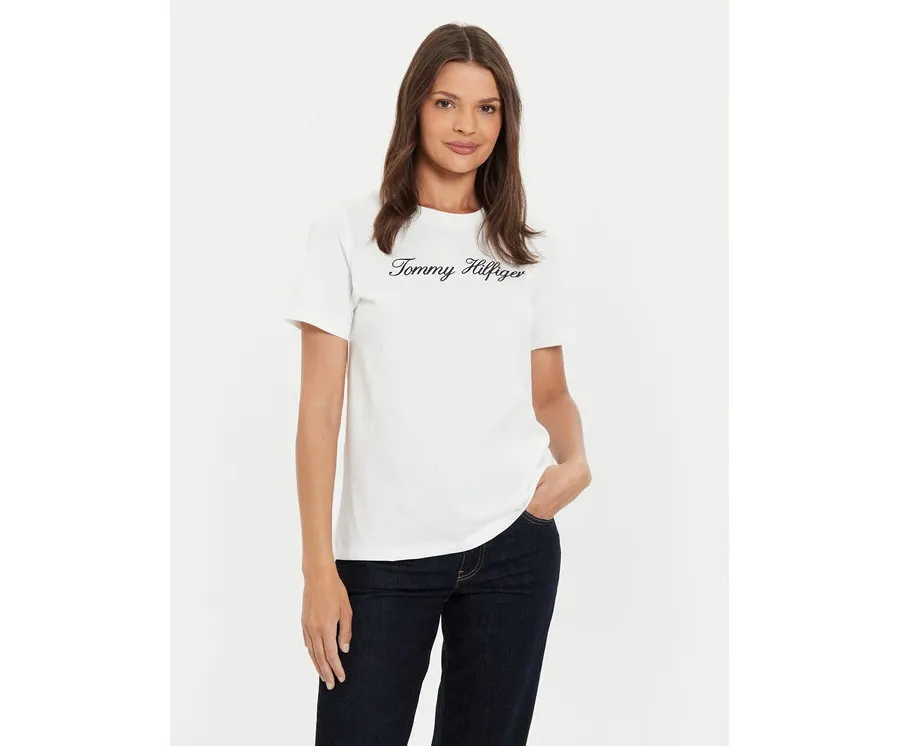obrazek 1 Tommy Hilfiger T-Shirt Script WW0WW43459 Écru Regular Fit