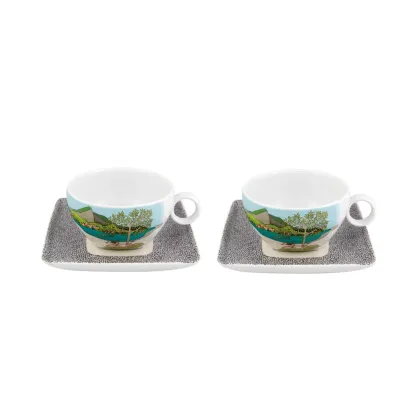 Zdjęcie Zestaw 2 porcelanowych filiżanek do herbaty ze spodkami - Vista Alegre