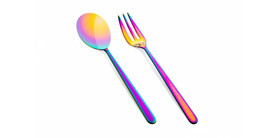obrazek 4 Prestiżowa włoska łyżka stołowa Linea Rainbow ze stali nierdzewnej - zestaw 6 szt.