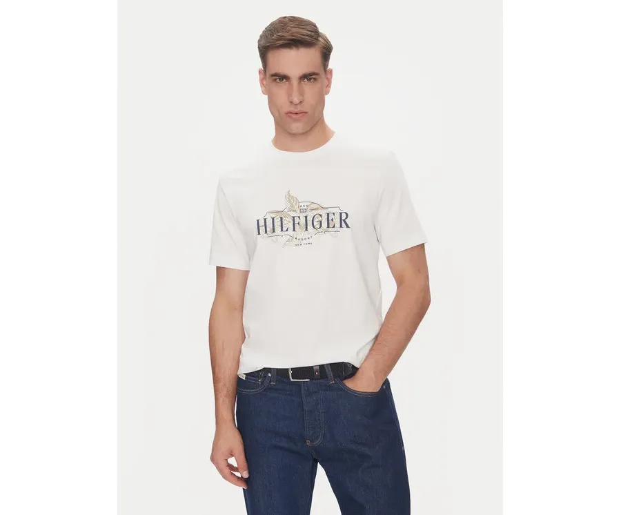 obrazek 1 Tommy Hilfiger T-Shirt Tropical Floral MW0MW39353 Biały Regular Fit