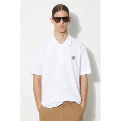 Zdjęcie Maison Kitsuné polo bawełniane Bold Fox Head Patch Comfort Polo kolor biały gładki MM00207KJ7010