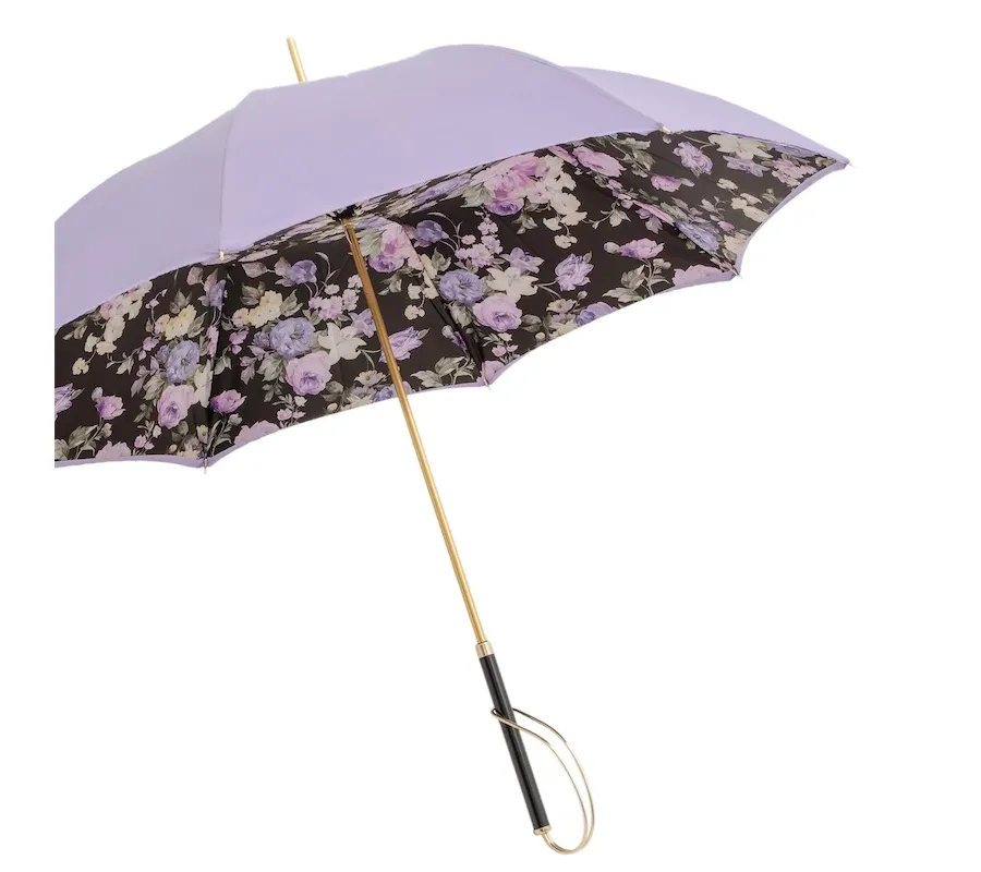 obrazek 7 Stylowy parasol damski w kolorze jasnofioletowym zdobiony pięknym kwiatowym motywem - Pasotti