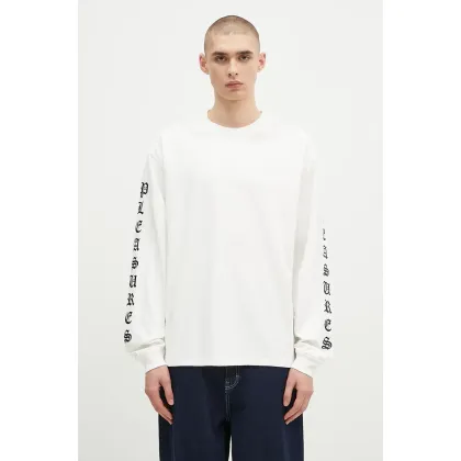 Zdjęcie PLEASURES longsleeve bawełniany Oe Heavyweight Long Sleeve kolor biały z aplikacją P24F045