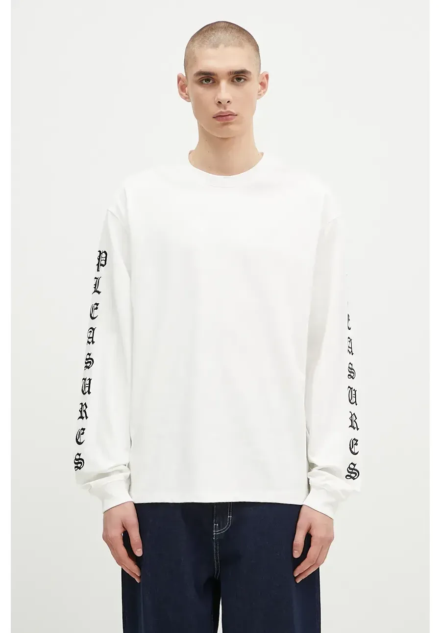 obrazek 1 PLEASURES longsleeve bawełniany Oe Heavyweight Long Sleeve kolor biały z aplikacją P24F045