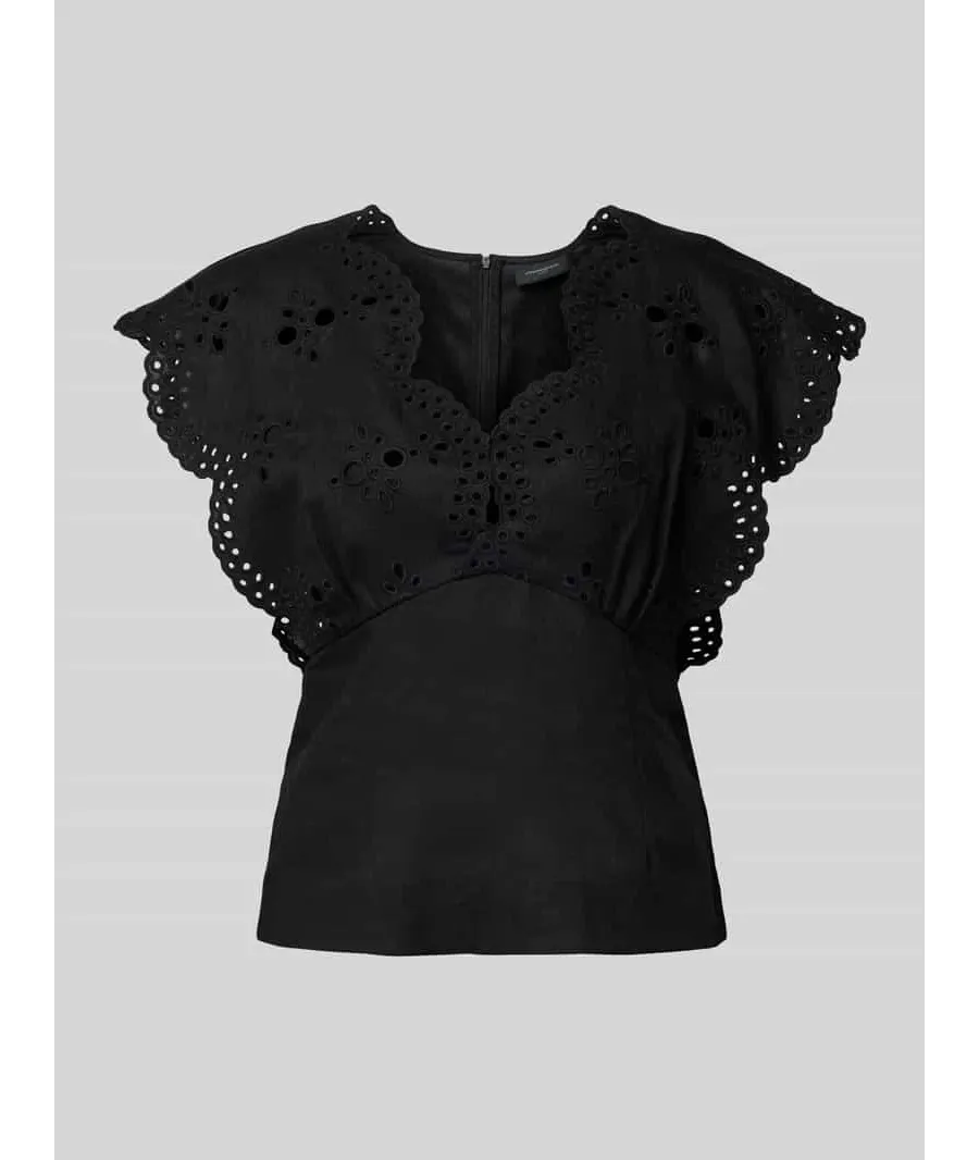 obrazek 1 Top bluzkowy lniany z haftem angielskim model ‘NATULI’
