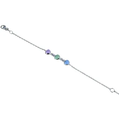 Zdjęcie Włoska bransoletka z emaliowanymi serduszkami z łańcuszkiem rolo' dla dziewczynki