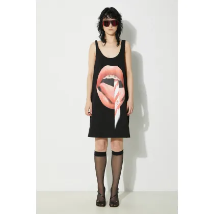 Zdjęcie Fiorucci sukienka bawełniana Mouth Print Tank Dress kolor czarny mini oversize W01FPDTA111CO01BK01