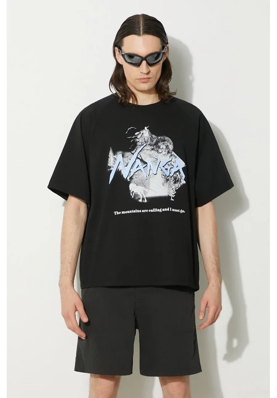obrazek 1 Nanga t-shirt Eco Hybrid Echo Tee męski kolor czarny z nadrukiem NW2411.1G810.C