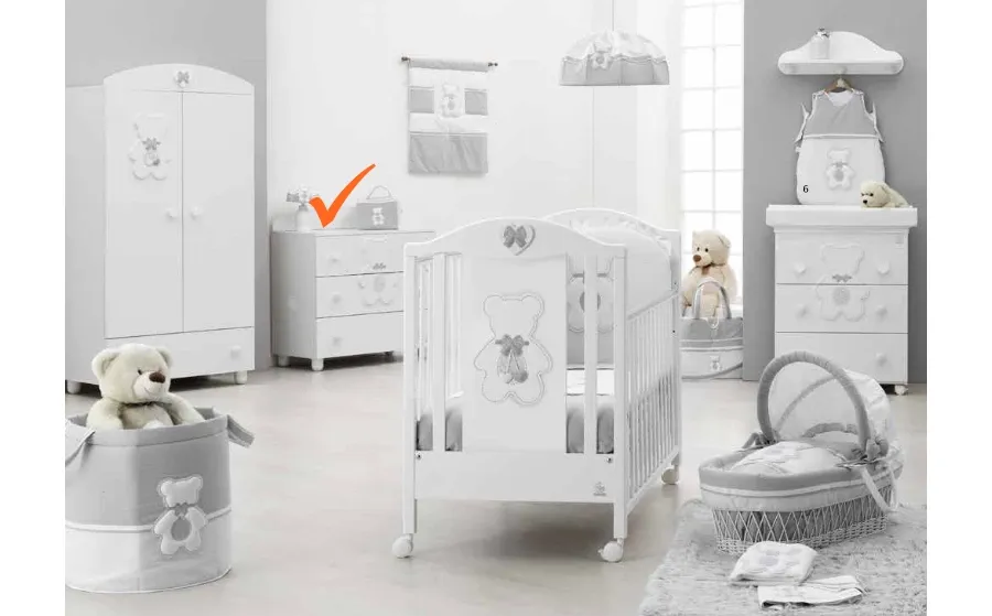 obrazek 1 Stylowa biała komoda z misiem do sypialni niemowlaka - Italbaby
