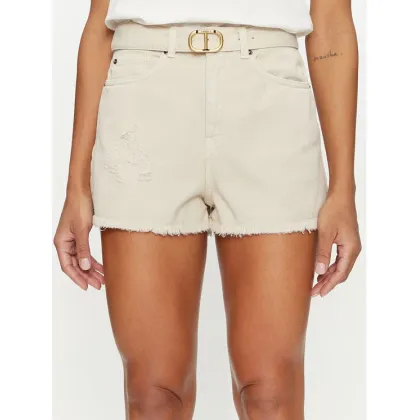 Zdjęcie TWINSET Szorty jeansowe 241TT2382 Beżowy Straight Fit
