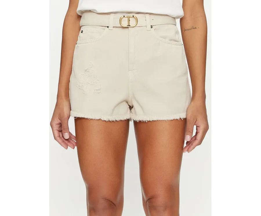 obrazek 1 TWINSET Szorty jeansowe 241TT2382 Beżowy Straight Fit