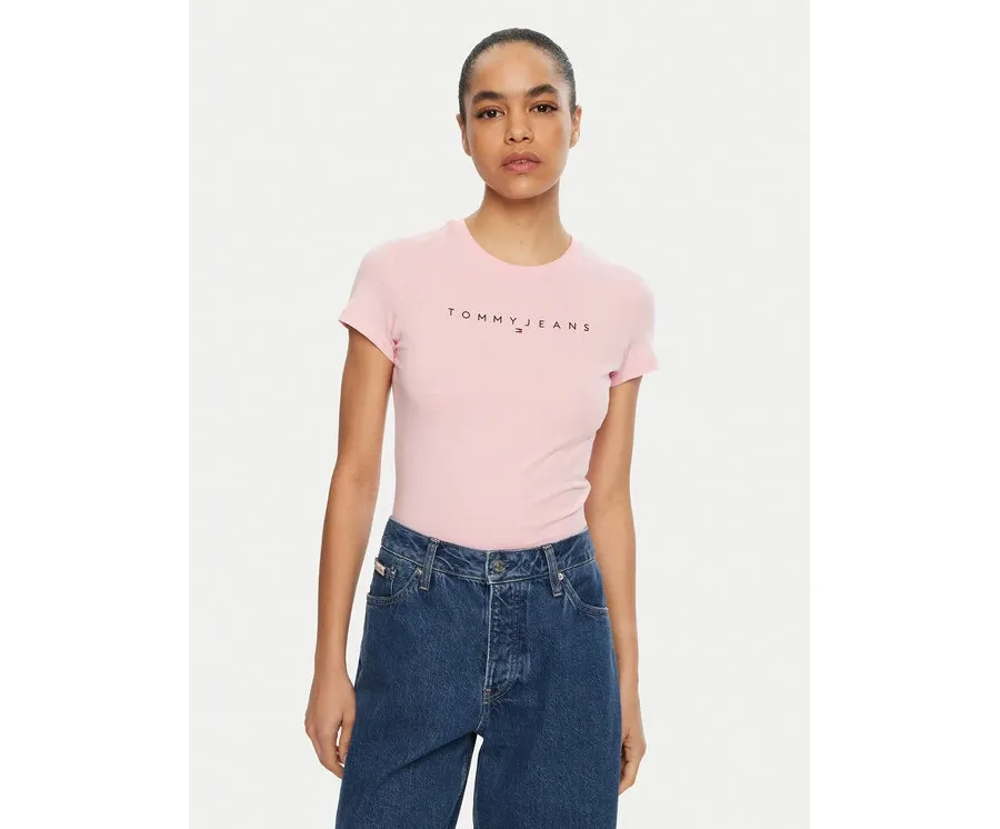 obrazek 1 Tommy Jeans T-Shirt Linear DW0DW18398 Różowy Slim Fit