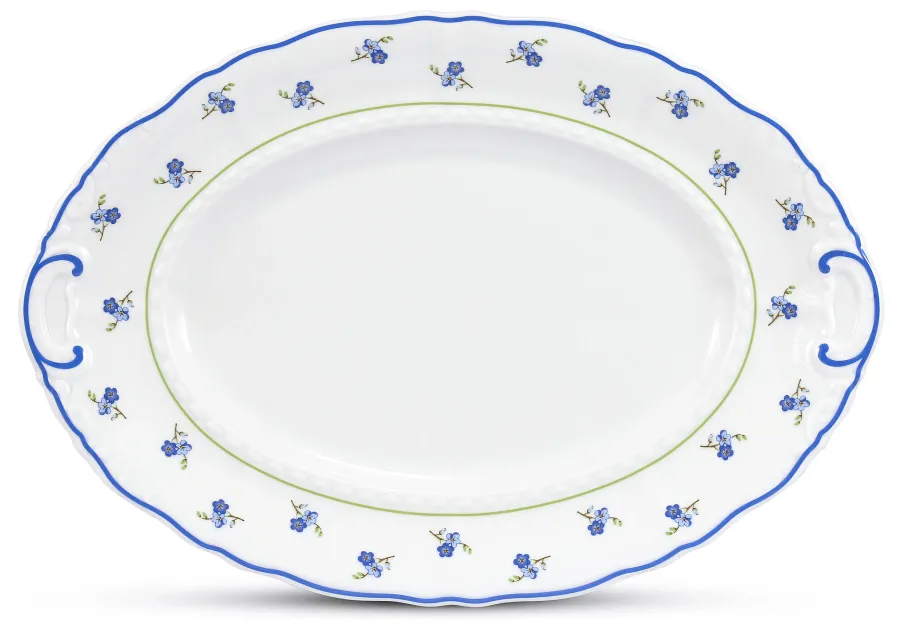 obrazek 3 Elegancka 25-częściowa zastawa obiadowa z porcelany zdobiona motywem kwiatów niezapominajek – Leander