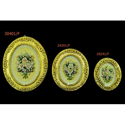 Zdjęcie Luksusowa owalna złota ramka z porcelanowymi kwiatami