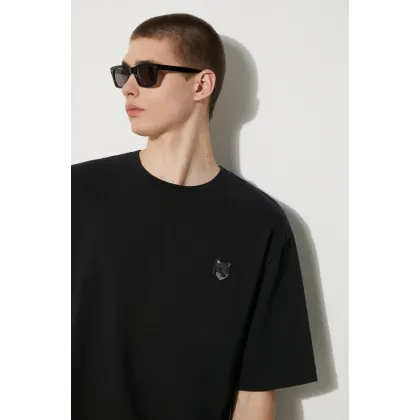 Zdjęcie Maison Kitsuné t-shirt bawełniany Bold Fox Head Patch Oversize Tee Shirt męski kolor czarny gładki LM00107KJ0119