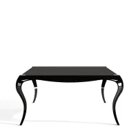 Picture Beautiful dining table made of black oak wood and black lacquered steel
