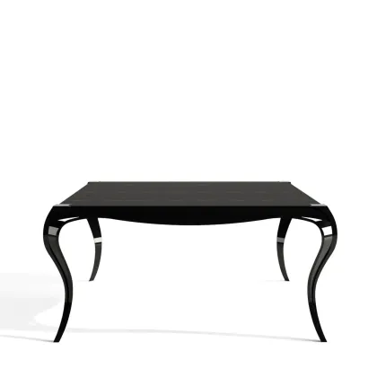 Picture Beautiful dining table made of black oak wood and black lacquered steel