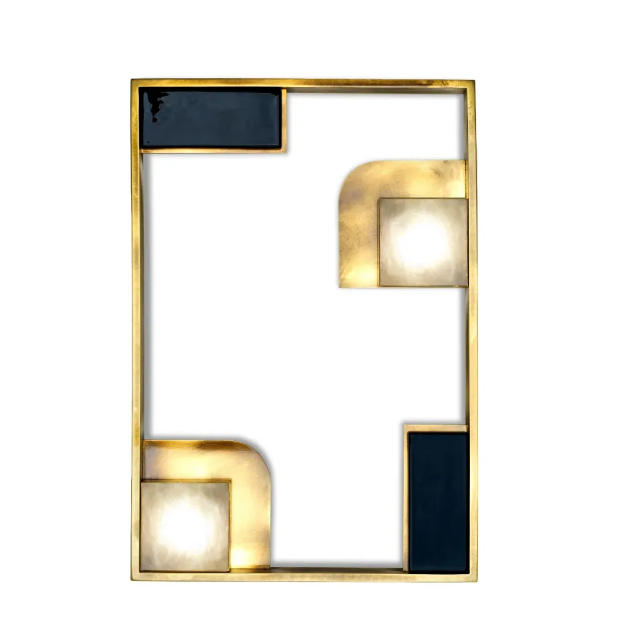 obrazek 1 Lampa ścienna z elementem dekoracyjnym z glazurowanej ceramiki H.58xL.40xP.6 cm