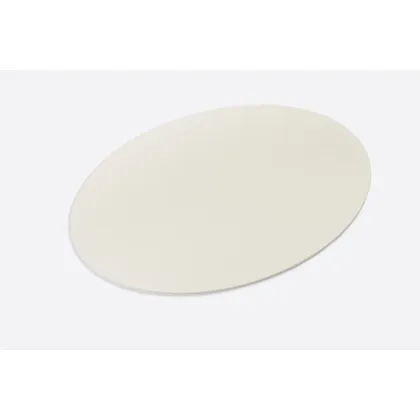 Picture Elegant oval desk or table mat in white, made of natural leather - for the office
