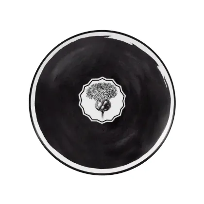 Zdjęcie Porcelanowy czarny talerz deserowy Herbariae z motywem inspirowanym ostem - Vista Alegre