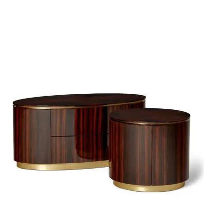 Picture Bedside table with ebony veneer and brass foot - Ginger & Jagger