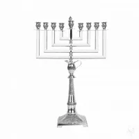 Picture Elegant silver menorah with a classic shape - Zaramella Argenti