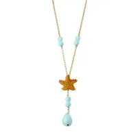 Picture Luxury Necklace 18K Gold Plated Silver Orange Nail Polish Heavenly Quartz Stones