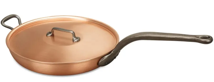 obrazek 3 Patelnia 32 cm z miedzi i stali nierdzewnej z żeliwnymi rączkami