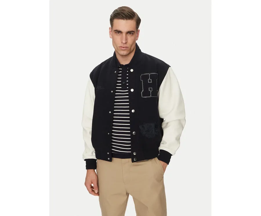 obrazek 1 Tommy Hilfiger Kurtka przejściowa Leather Varsity Jacket MW0MW39248 Granatowy Regular Fit