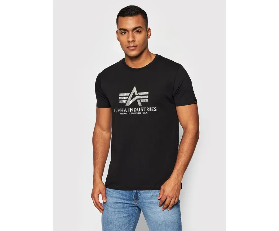 obrazek 1 Alpha Industries T-Shirt Basic Foll Print 100501FP Czarny Regular Fit