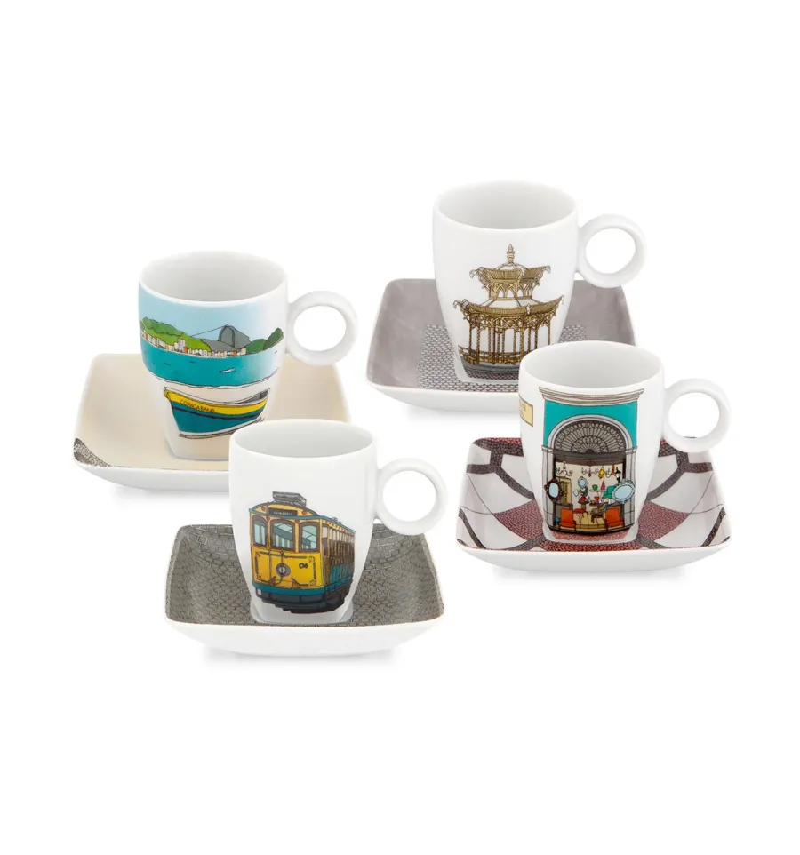obrazek 1 Zestaw 4 porcelanowych filiżanek do kawy z talerzykami - Vista Alegre