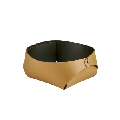 Picture Stylish Flora leather basket in mustard color