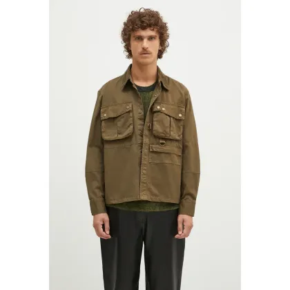 Zdjęcie Barbour kurtka koszulowa Oakmoor OS Twill Overshirt kolor zielony przejściowa MOS0380