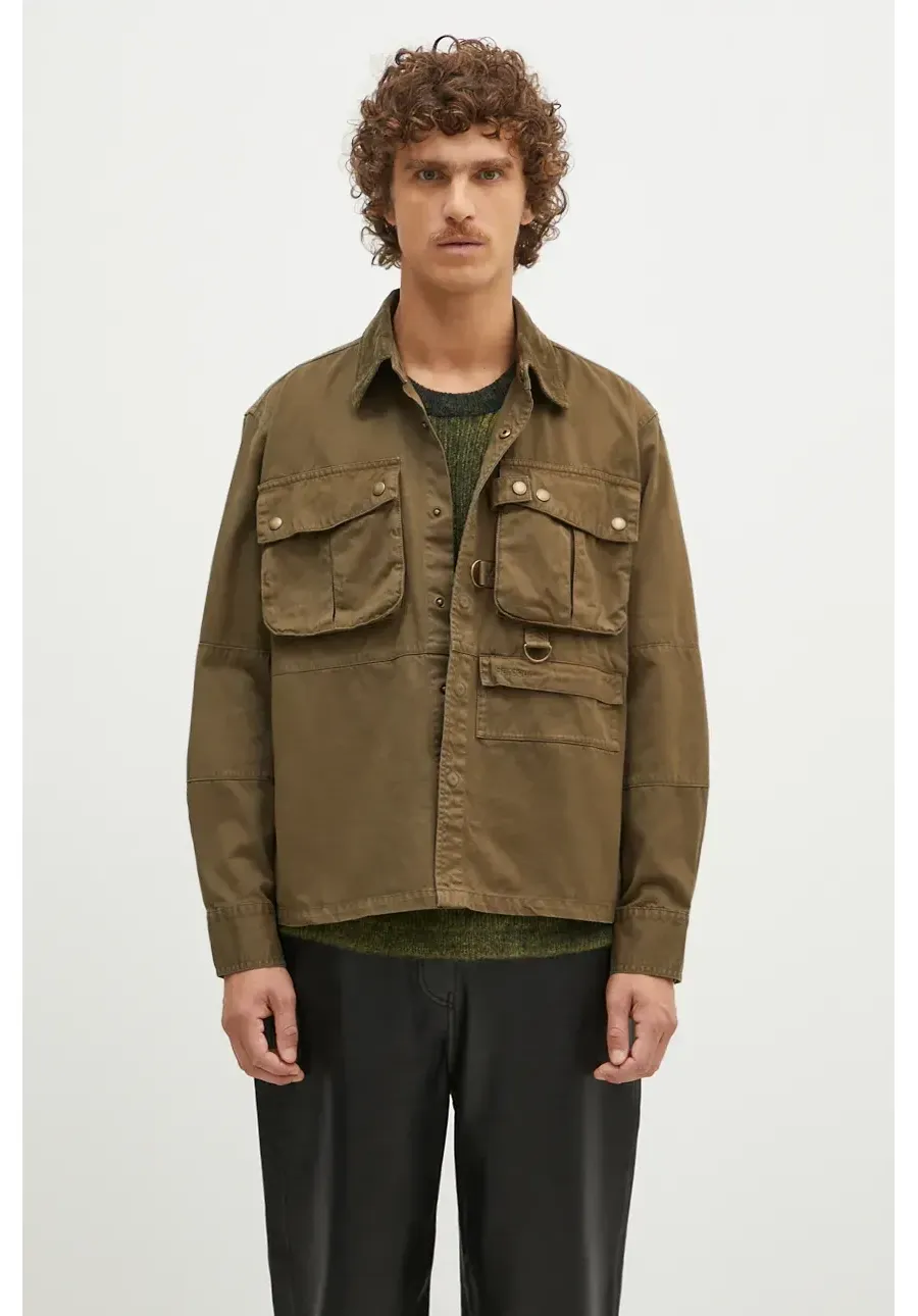 obrazek 1 Barbour kurtka koszulowa Oakmoor OS Twill Overshirt kolor zielony przejściowa MOS0380