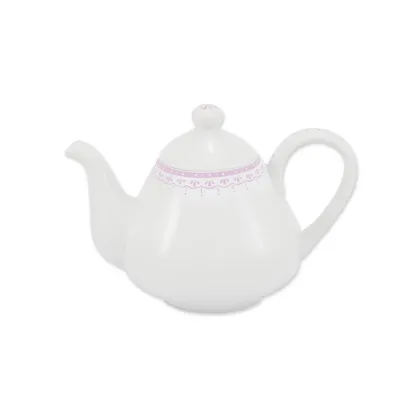 Zdjęcie Stylowy imbryk z porcelany z subtelnym zdobieniem w kolorze różowym - Leander